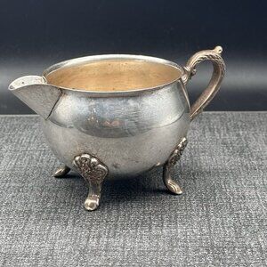 Vintage Leonard Silver Plated Footed Creamer Detailed Floral Lightly Polished